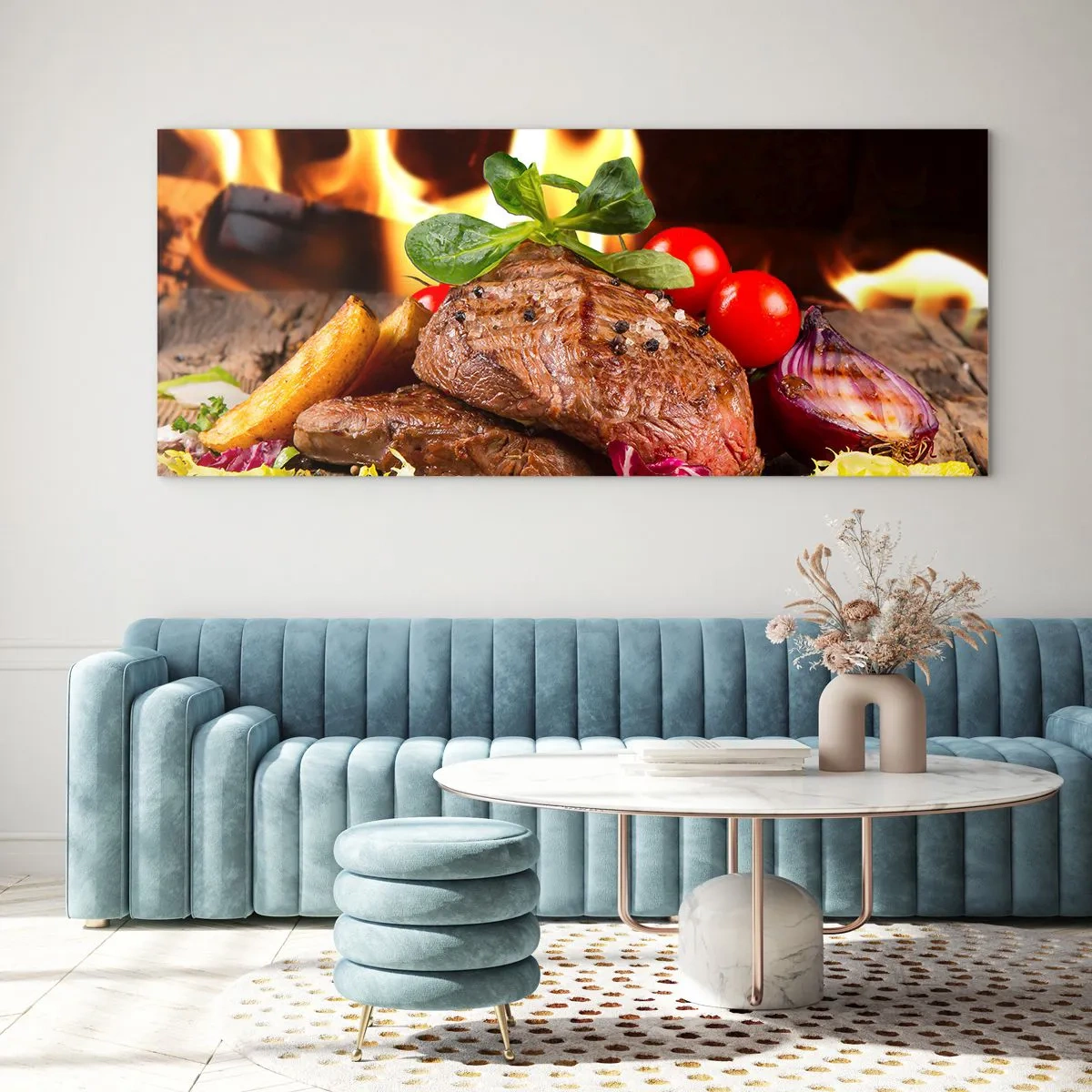 Quadro em vidro - Feito com brasas - 100x40 cm