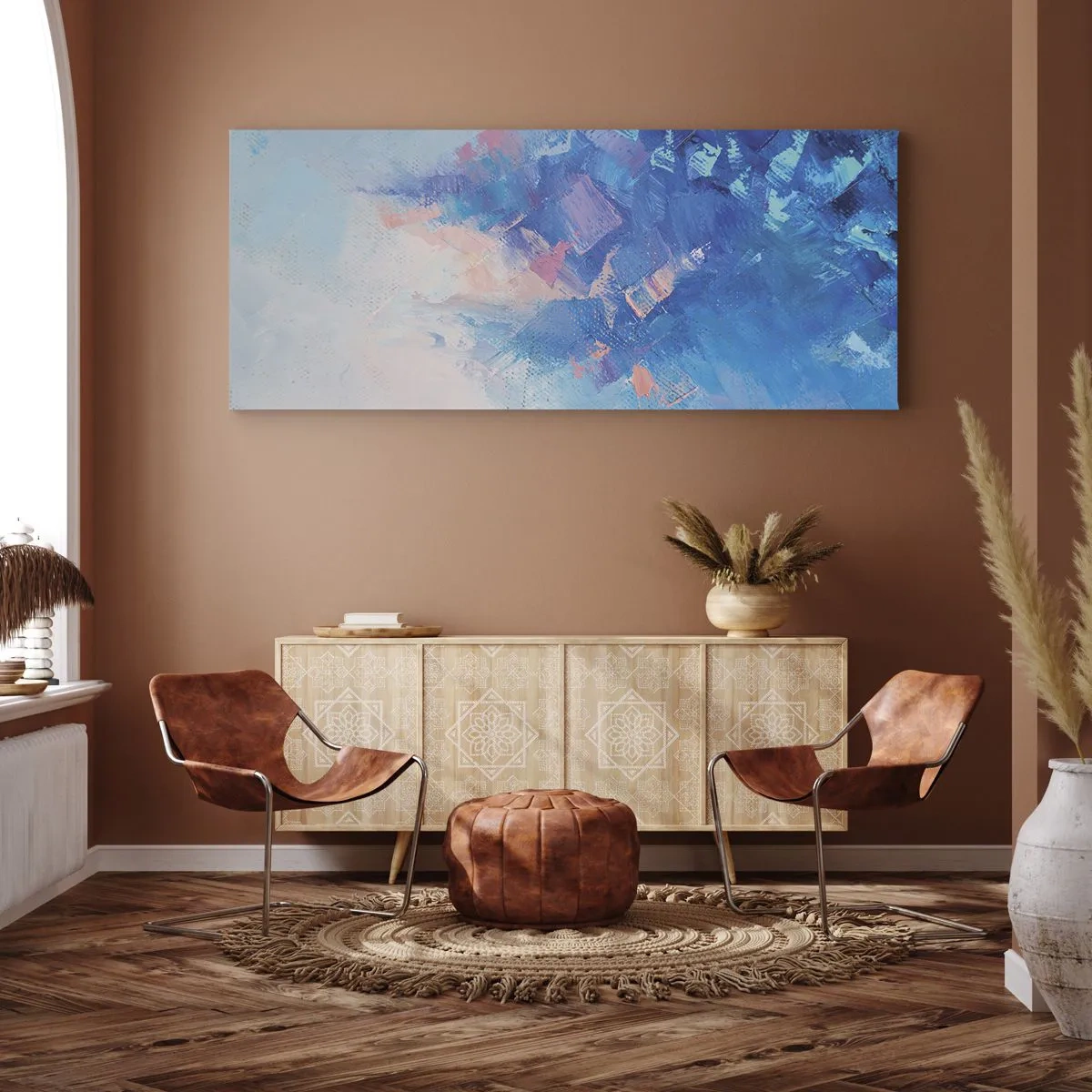 Quadro em tela - Abstração de inverno - 100x40 cm
