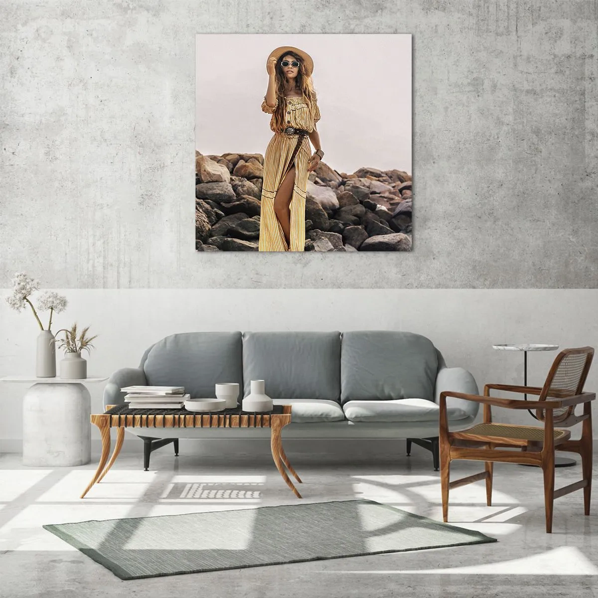 Quadro em vidro - A magia das pedras - 70x70 cm