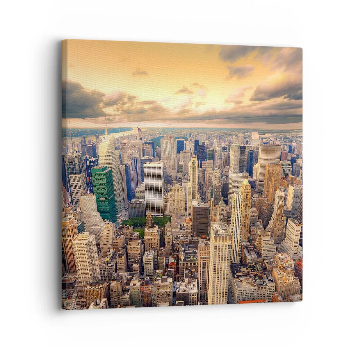Quadro em tela - Metrópole dourada - 30x30 cm