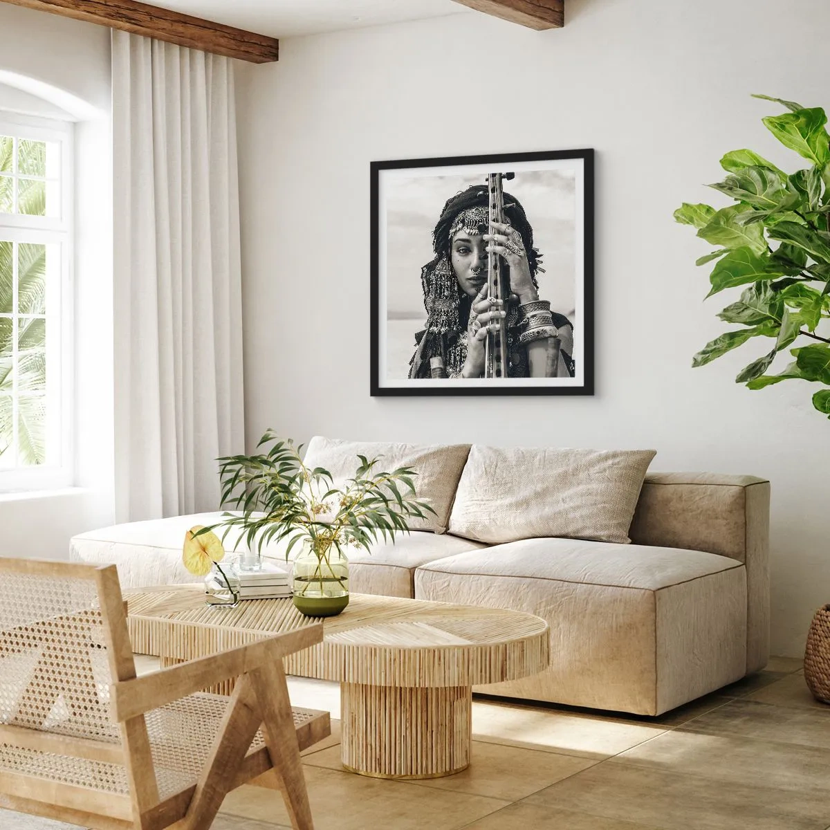 Pôster com moldura preta - A própria música oriental - 40x40 cm