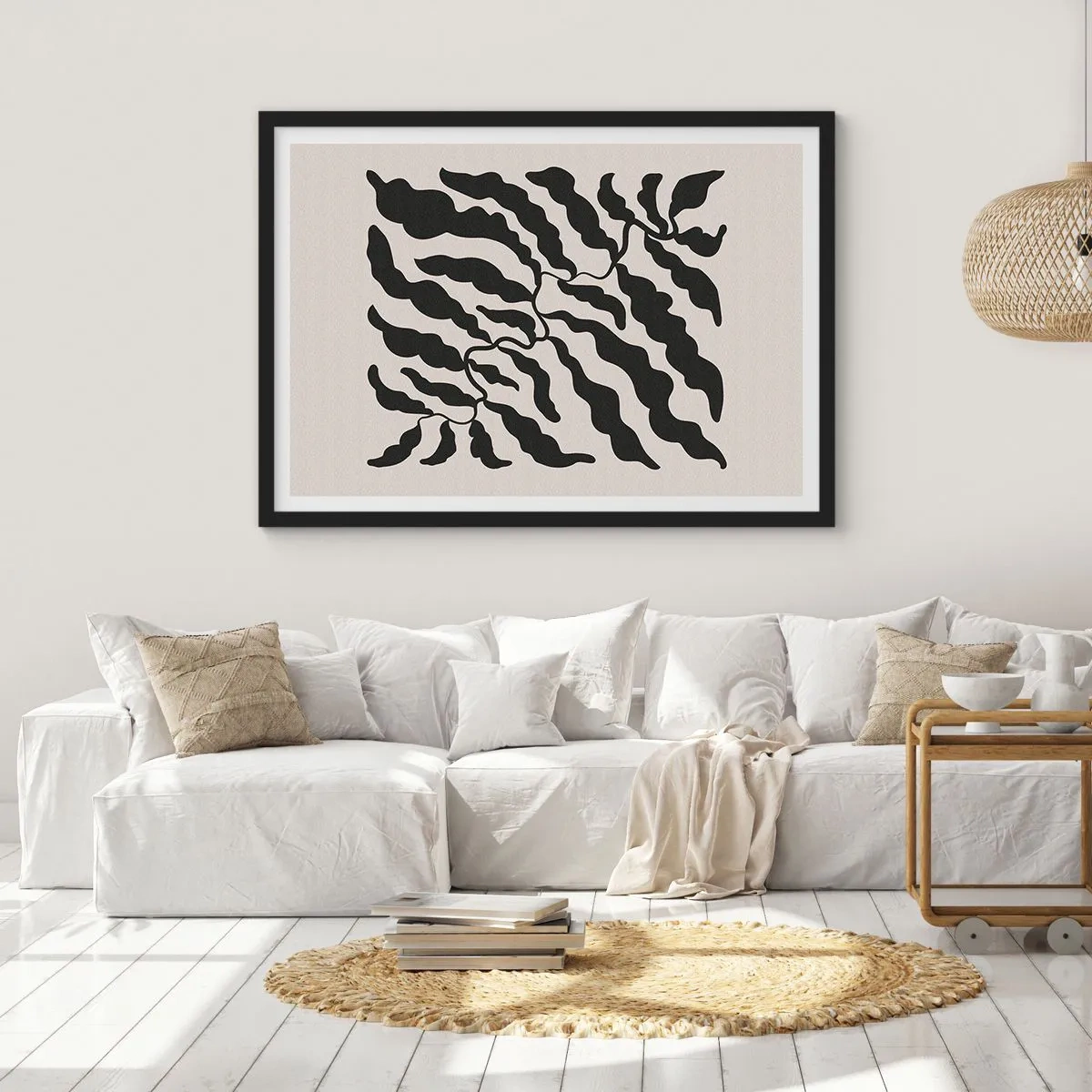 Pôster com moldura preta - A natureza da praça - 100x70 cm