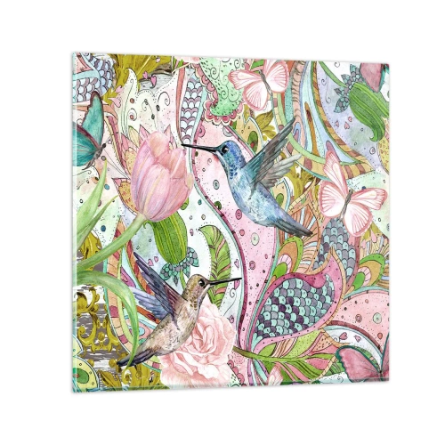 Quadro em vidro - Emaranhados em trepadeiras - 50x50 cm