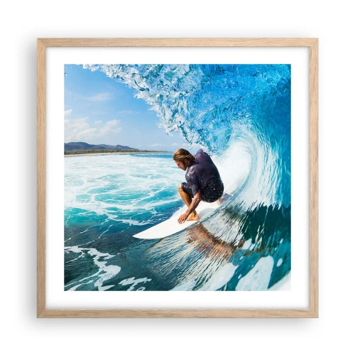 Pôster com moldura de carvalho claro - Dançando com as ondas - 50x50 cm