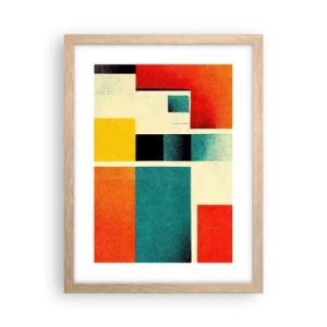 Pôster com moldura de carvalho claro - Abstração geométrica – boa energia - 30x40 cm