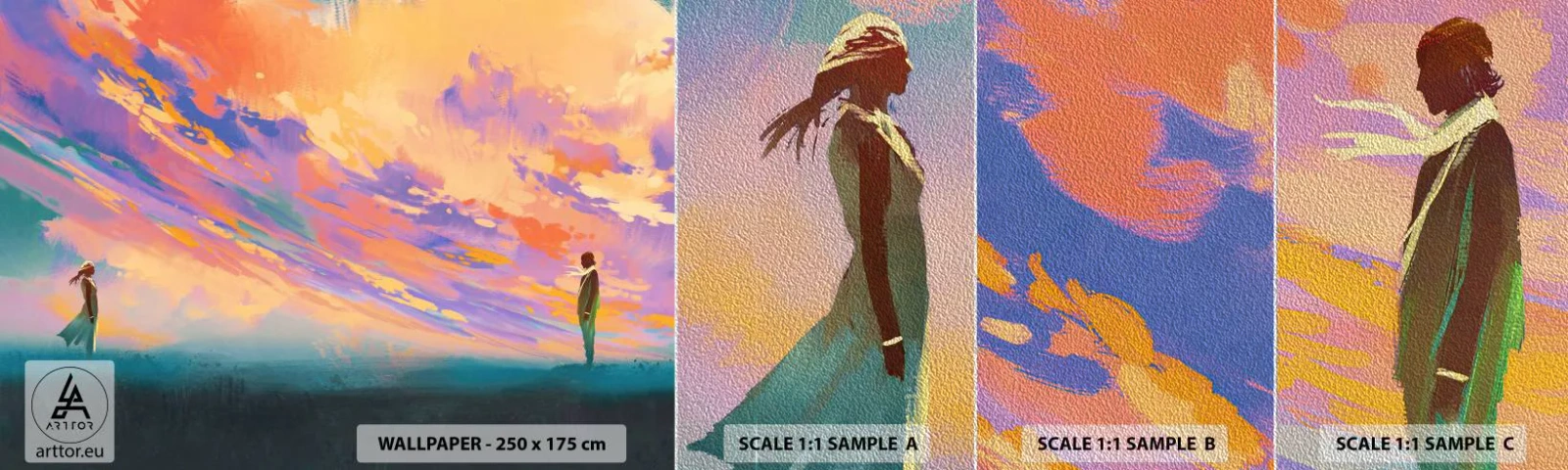 Amostra de papel de parede Premium Sand - A força da atração - Abstração, Mulher e Homem, Pedaço - 100x30 cm