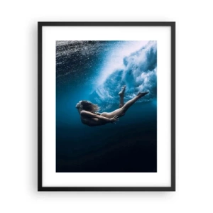 Pôster com moldura preta - Sereia moderna - 40x50 cm