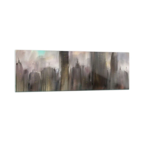 Quadro em vidro - Composição de aço, pedra e névoa - 160x50 cm