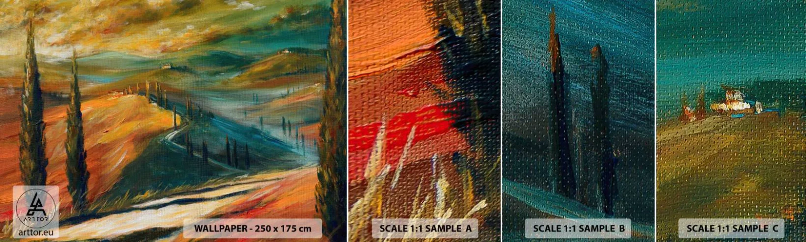Amostra de Papel de Parede Standard Eco - Paisagem da Toscana - Paisagem, Toscana, Viagens - 100x30 cm