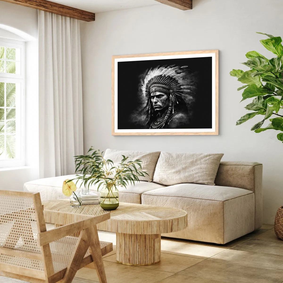 Pôster com moldura de carvalho claro - Um líder e um guerreiro - 50x40 cm