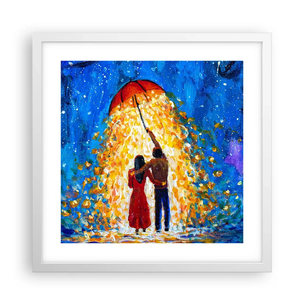 Pôster em moldura branca - A magia de uma noite chuvosa? - 40x40 cm