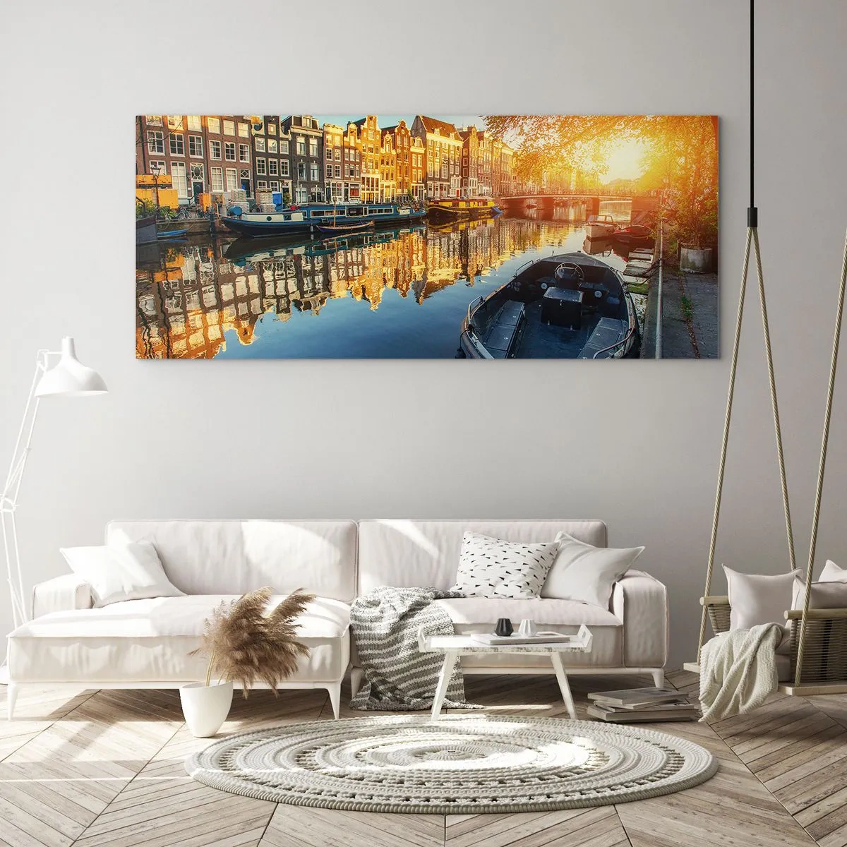 Quadro em vidro - Manhã em Amsterdã - 100x40 cm