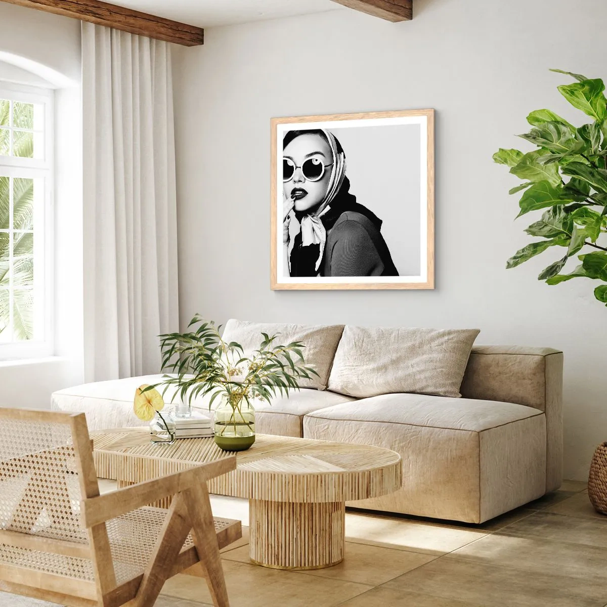 Pôster com moldura de carvalho claro - Saudações dos anos 60 - 50x50 cm