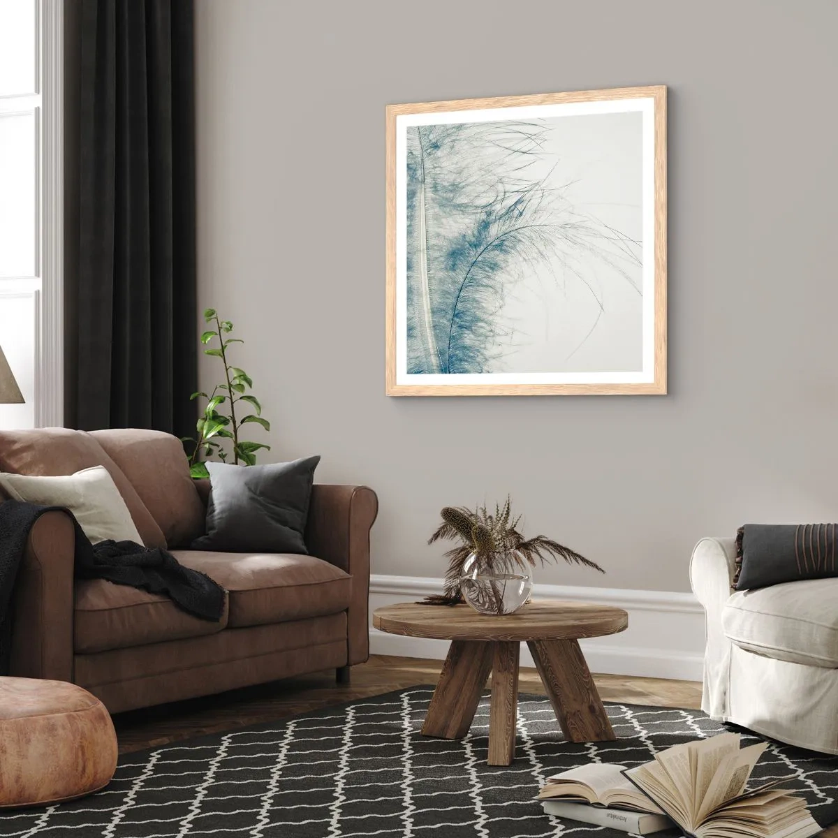 Pôster com moldura de carvalho claro - O sussurro da natureza - 60x60 cm