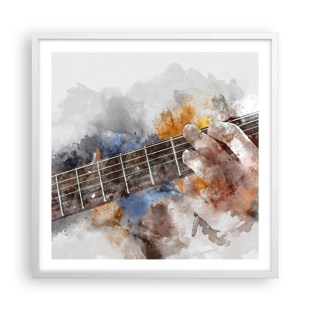 Pôster em moldura branca - Poesia entre as cordas - 60x60 cm