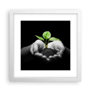 Pôster em moldura branca - Eu amo a natureza, eu a protejo - 30x30 cm