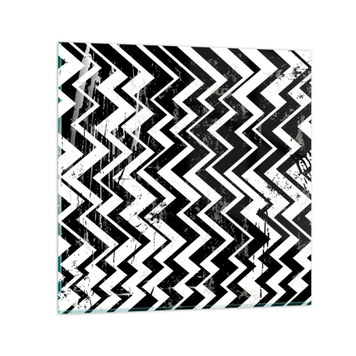 Quadro em vidro - Zig-branco, zag-preto - 70x70 cm