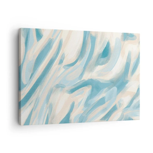 Quadro em tela - Listras azuis abstratas em um fundo claro - 70x50cm - Brisas de primavera - Decoração de parede moderna para a sala de estar e quarto ARTTOR