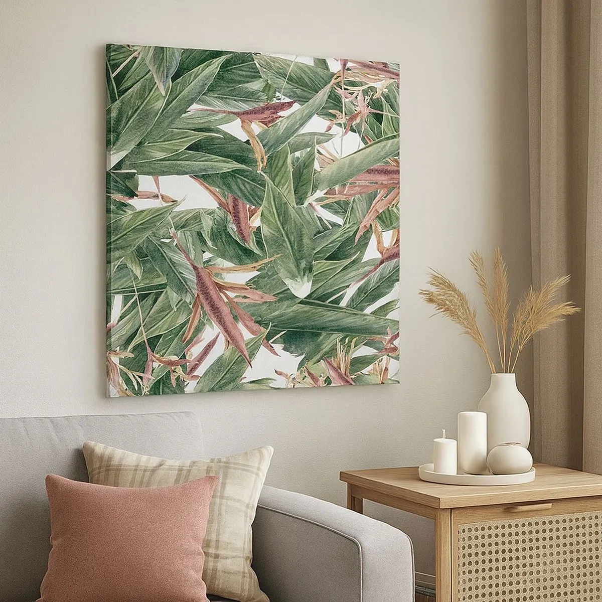 Quadro em tela - Matagal esmeralda-lilás - 30x30 cm