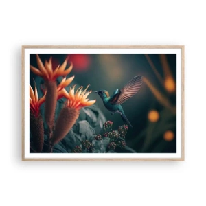 Pôster com moldura de carvalho claro - Uma vida verdadeiramente colorida - 100x70 cm