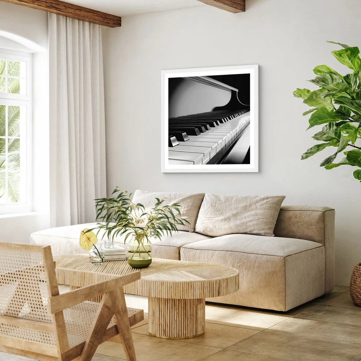 Pôster em moldura branca - Harmonia de formas e cores - 60x60 cm