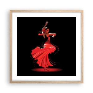 Pôster com moldura de carvalho claro - O espírito ardente do flamenco - 50x50 cm