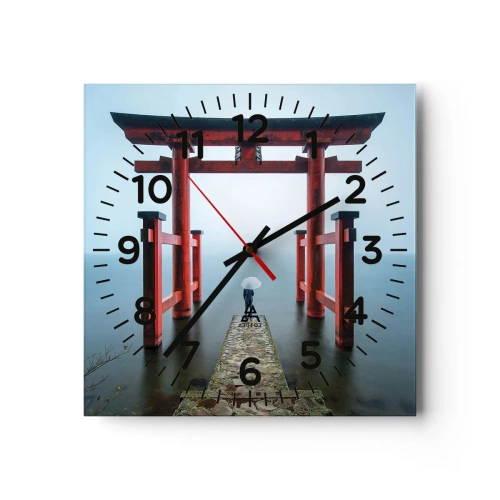 Relógio de parede - Relógio em vidro - Devaneio japonês - 40x40 cm