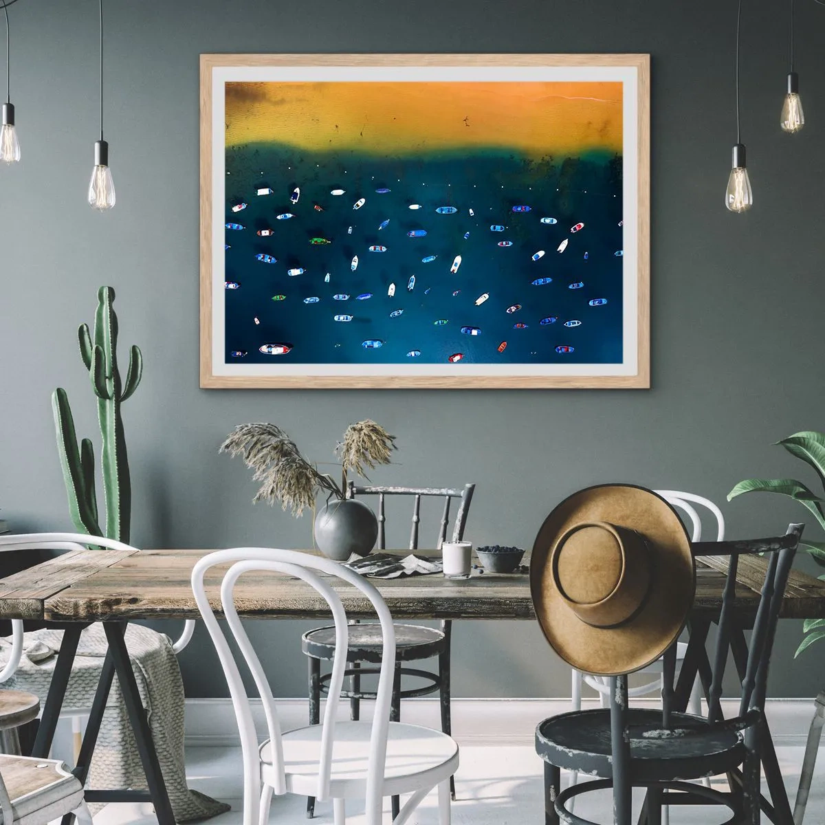 Pôster com moldura de carvalho claro - Jogo de férias - 50x40 cm