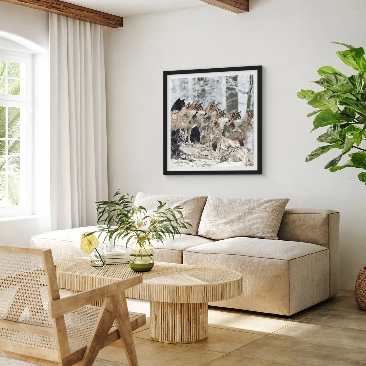 Pôster com moldura preta - Família e amigos - 40x40 cm