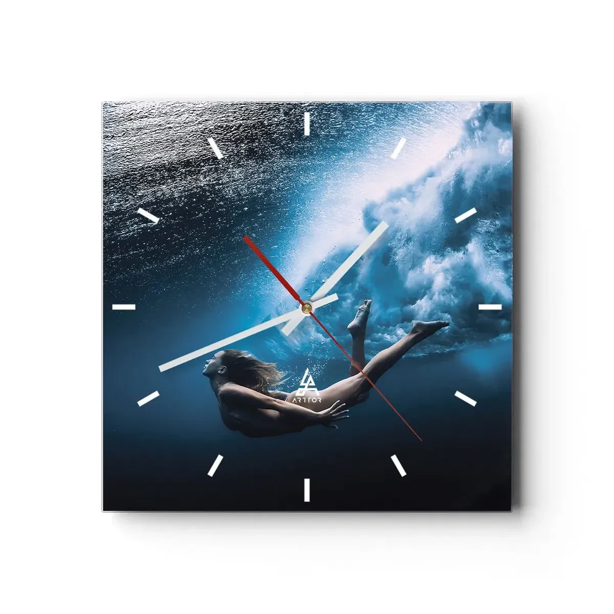 Relógio de parede - Relógio em vidro - Sereia moderna - 30x30 cm
