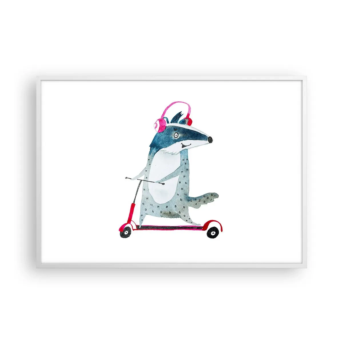 Pôster em moldura branca - A alegria do texugo - 100x70 cm