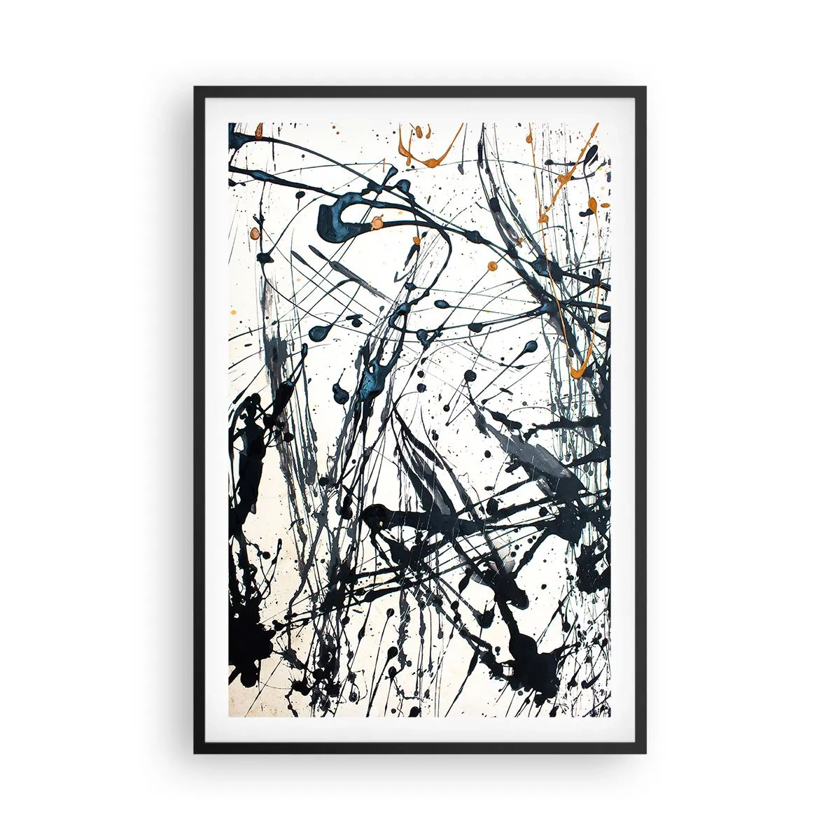 Pôster com moldura preta - Abstração expressionista - 61x91 cm