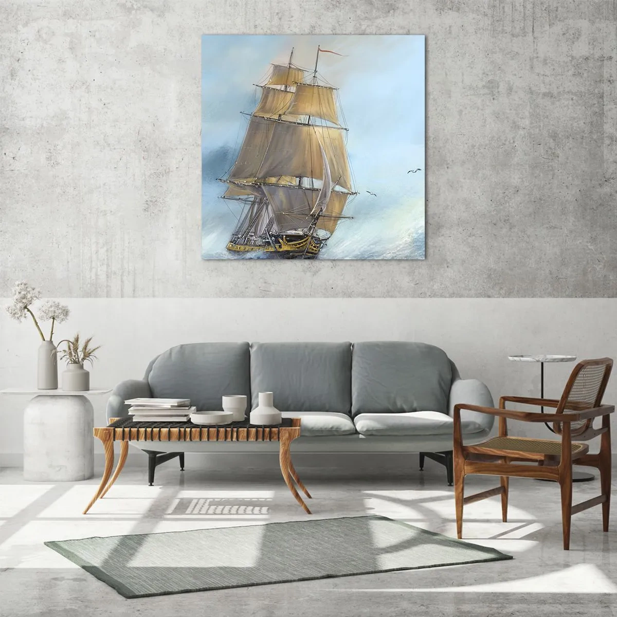 Quadro em vidro - Correndo sobre as ondas - 40x40 cm