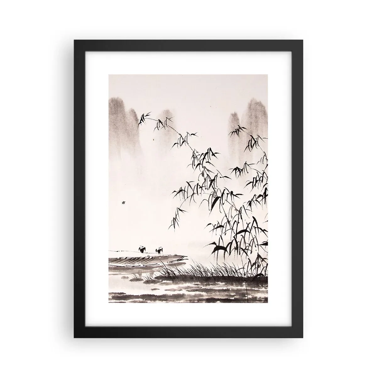 Pôster com moldura preta - O silêncio dos campos de arroz - 30x40 cm