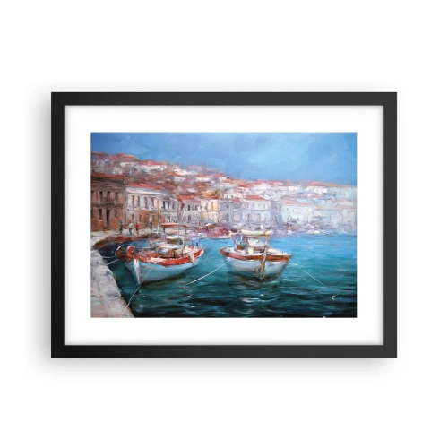 Pôster com moldura preta - Baía italiana - 40x30 cm