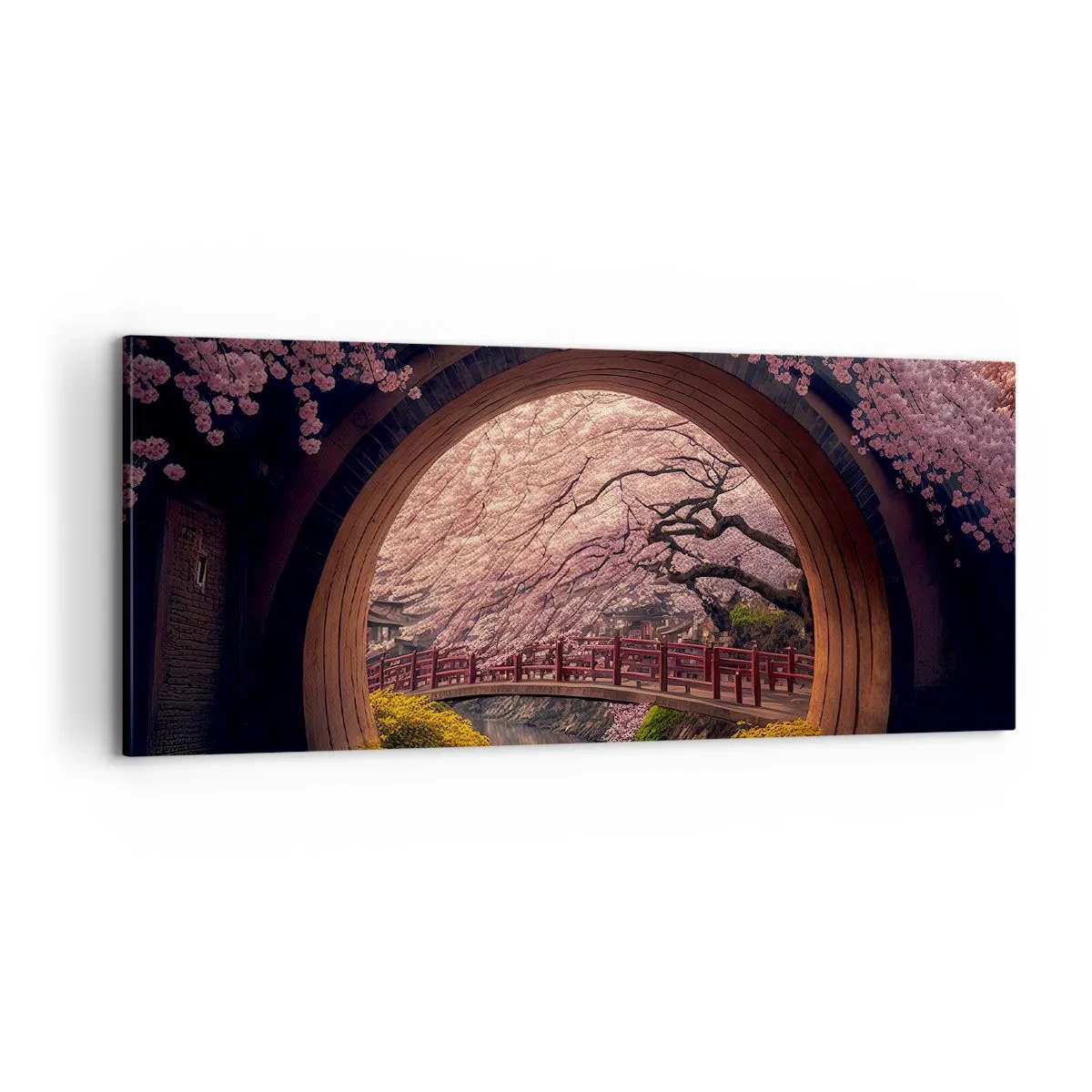 Quadro em tela - Primavera japonesa - 100x40 cm