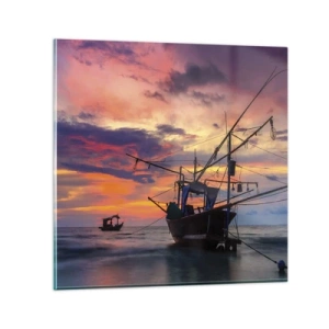 Quadro em vidro - Noite exótica - 30x30 cm