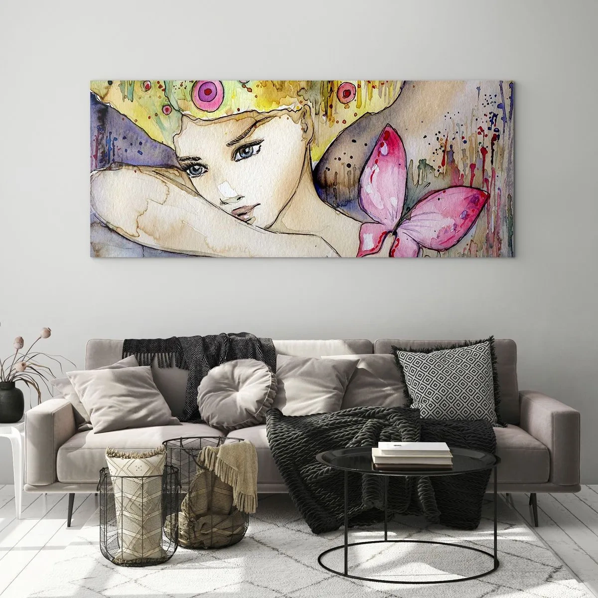 Quadro em vidro - Princesa borboleta - 160x50 cm