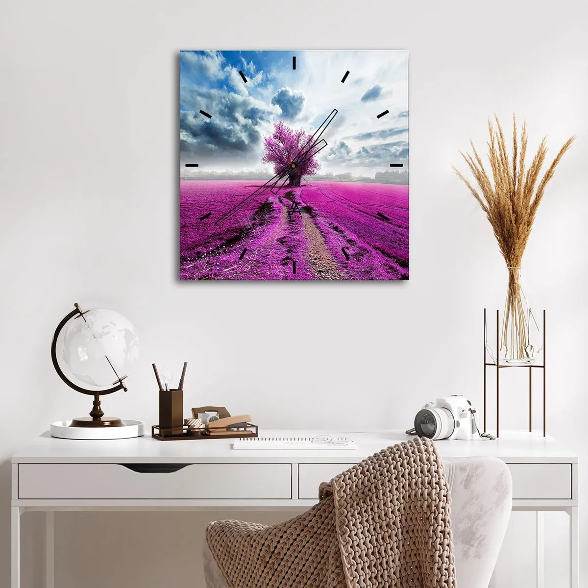 Relógio de parede - Relógio em vidro - Charmosa charneca - 40x40 cm