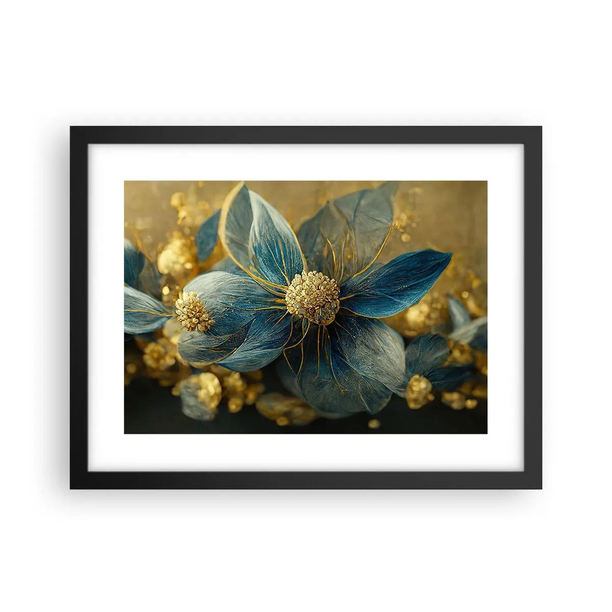 Pôster com moldura preta - Florescer com ouro - 40x30 cm