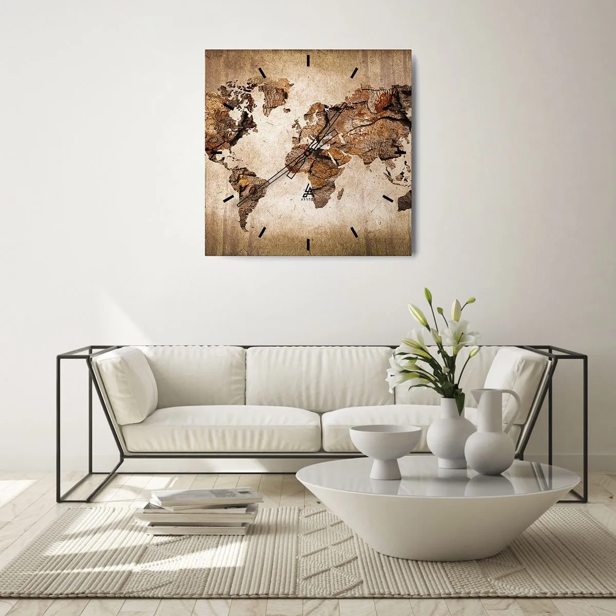 Relógio de parede - Relógio em vidro - Descobrindo o o mundo - 40x40 cm