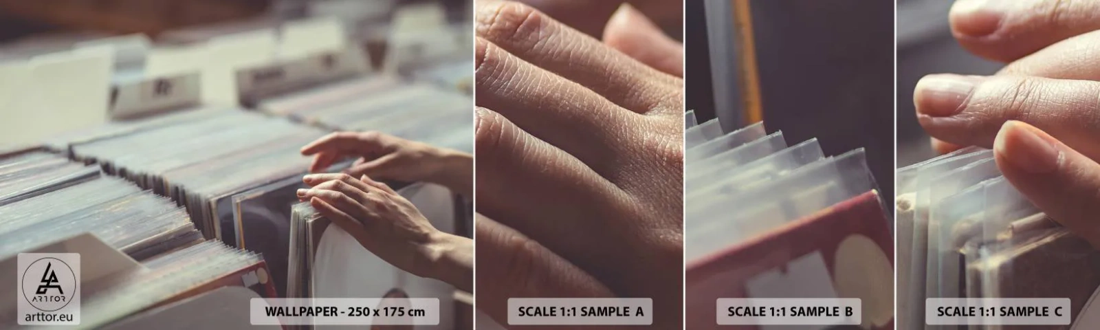 Amostra de Papel de Parede Standard Eco - Em busca de emoções - Vinil, Música, Loja de música - 100x30 cm