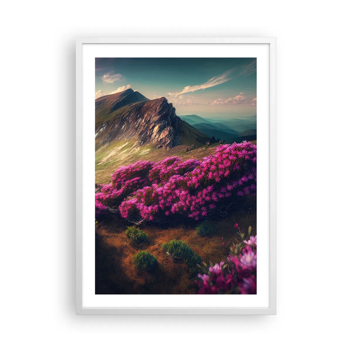 Pôster em moldura branca - Verão nas montanhas - 50x70 cm