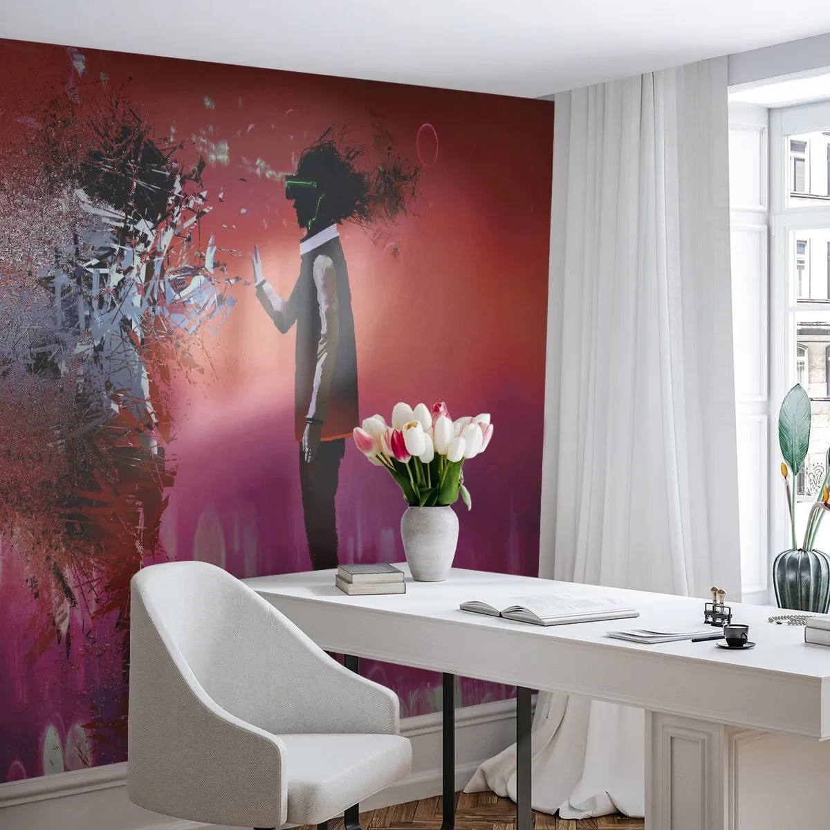Papel de Parede Standard Eco - É possível olhar para dentro de si mesmo? - Abstração, Pedaço, Pessoas - 200x140 cm