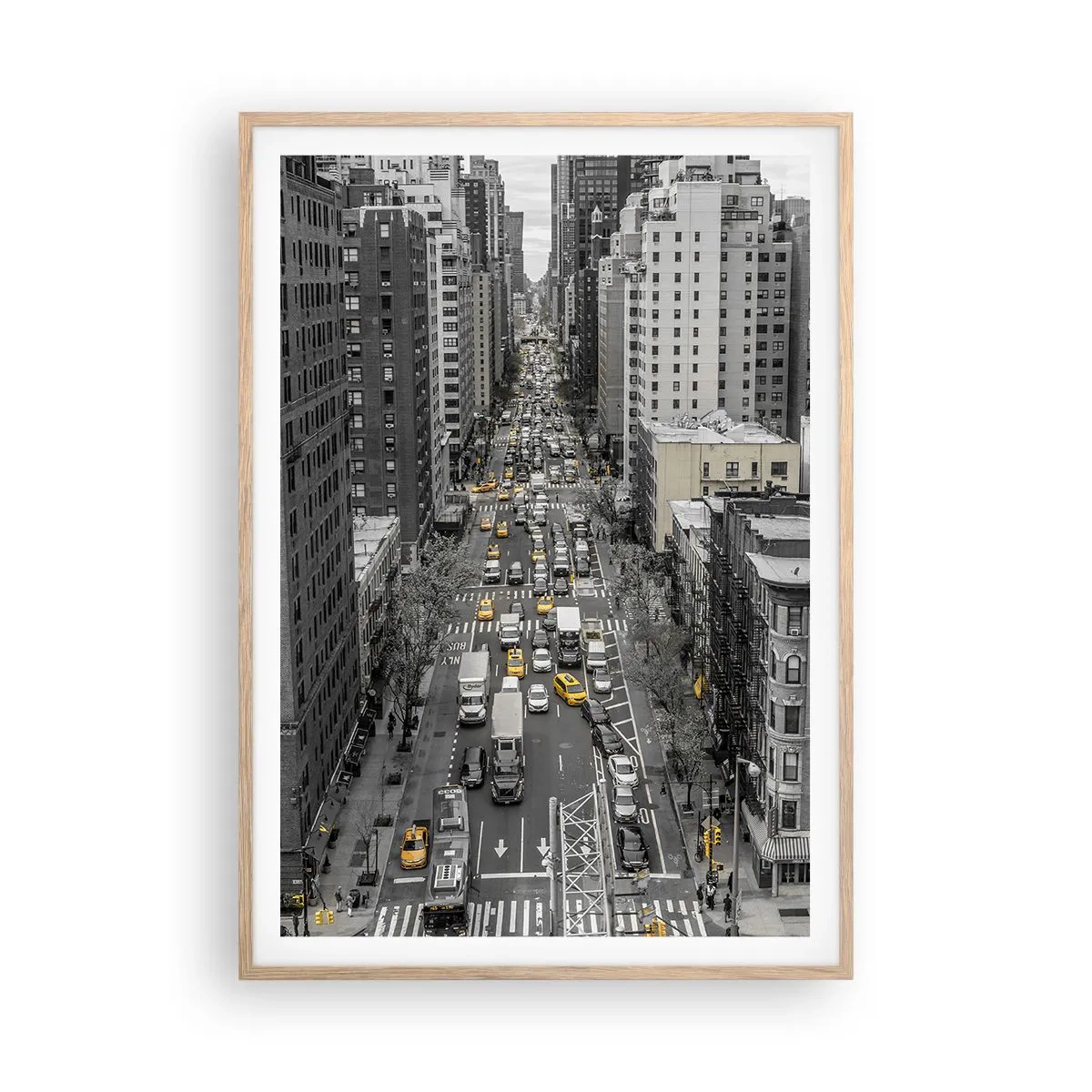 Pôster com moldura de carvalho claro - Vida em Nova York - 70x100 cm