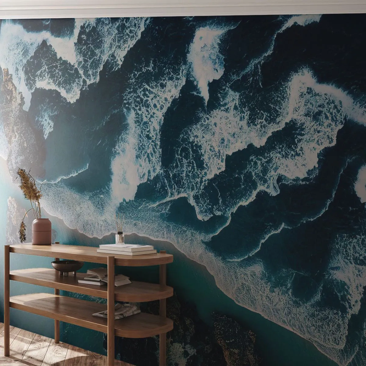 Papel de Parede Standard Eco - Envolto em ondas - Penhasco, Mar, Natureza - 300x210 cm