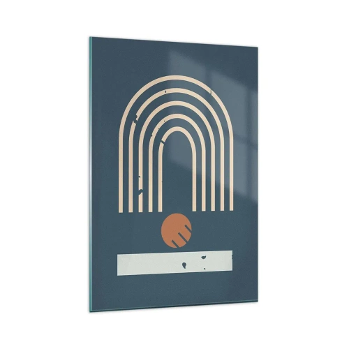 Quadro em vidro - Geometria em azul marinho - 80x120 cm