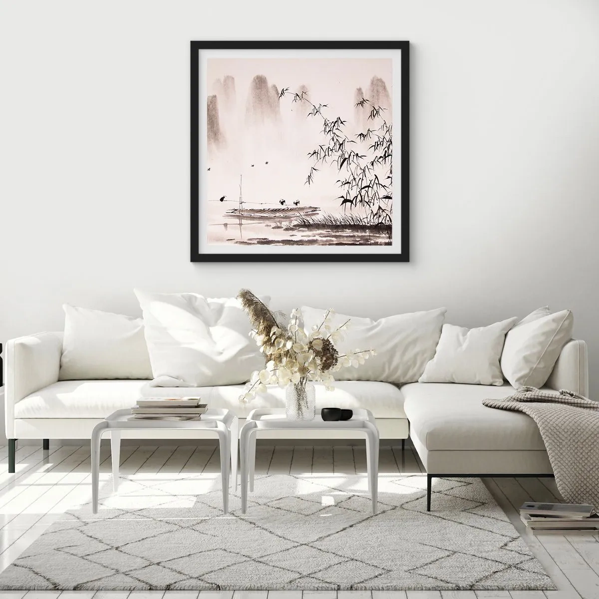 Pôster com moldura preta - O silêncio dos campos de arroz - 60x60 cm