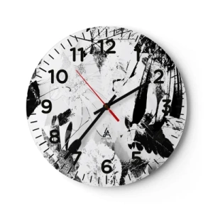 Relógio de parede - Relógio em vidro - Outono a preto e branco - 40x40 cm