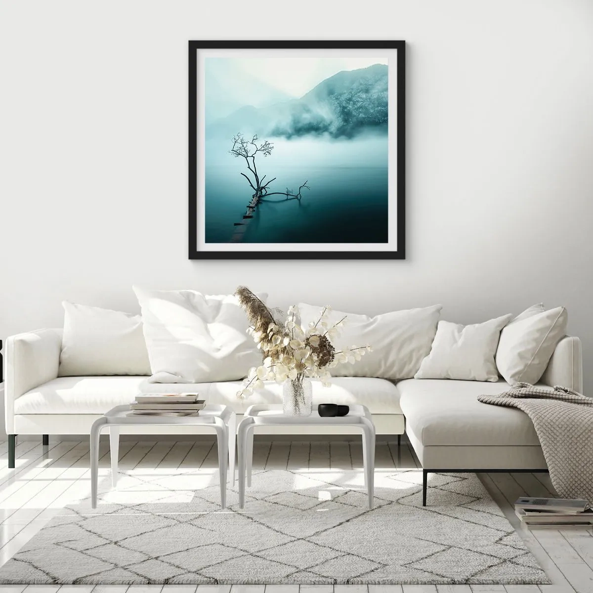Pôster com moldura preta - Da água e da neblina - 40x40 cm